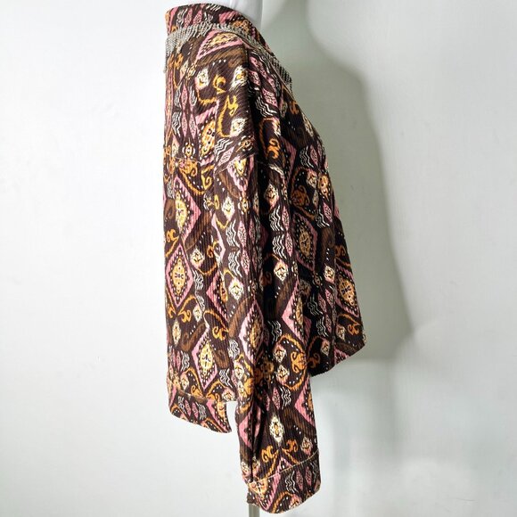 Savanna Jane Women's Brown Pink Button Down Geometric Print Jacket Size Small - Picture 3 of 11